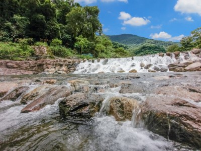 雪山坑防砂壩修復工程結合溢口植石及仿岩工法設計，融入地方元素