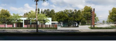 拆除圍牆改善園區視覺通透性及入口意象營造-模擬畫面