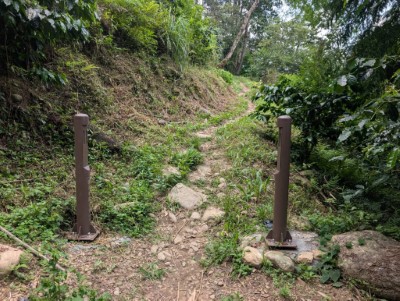 人流計數器設置於谷關七雄步道登山口，利用紅外線偵測統計使用人數